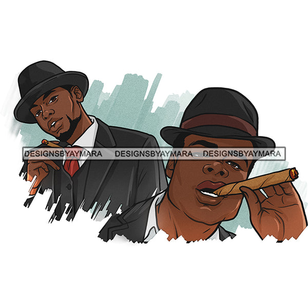 Mafia Man Smoking Cigar Street Boys Gansta Gangster Ganga Black Man City Background JPG PNG Clipart Cricut Silhouette Cut Cutting