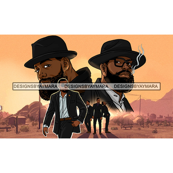 Cowboy Western Black Man Mafia Gansta Gangster Man Money Power JPG PNG Clipart Cricut Silhouette Cut Cutting