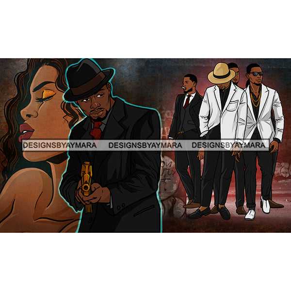 Mafia Man Sexy Woman Gun Power Authority Street Boys Gansta Gangster Man Black Men Money JPG PNG Clipart Cricut Silhouette Cut Cutting