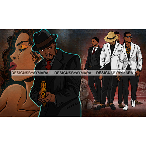 Mafia Man Sexy Woman Gun Power Authority Street Boys Gansta Gangster Man Black Men Money JPG PNG Clipart Cricut Silhouette Cut Cutting