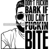 Afro Man Half Face Life Quote Attractive Sunglasses Bearded High Top Fade Hairstyle B/W SVG JPG PNG Vector Clipart Cricut Silhouette Cut Cutting