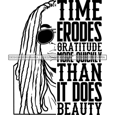 Afro Man Half Face Life Quote Handsome Guy Sunglasses Dreadlocks Hairstyle B/W SVG JPG PNG Vector Clipart Cricut Silhouette Cut Cutting