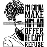 Afro Man Half Face Life Quote Handsome Guy Bearded Cornrows Locs Hairstyle B/W SVG JPG PNG Vector Clipart Cricut Silhouette Cut Cutting