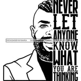 Afro Man Half Face Life Quote Attractive Bearded Mohawk Suit Jacket Fashion Style B/W SVG JPG PNG Vector Clipart Cricut Silhouette Cut Cutting