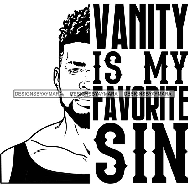 Afro Man Half Face Life Quote Handsome Muscular Beard Tank Top Fashion Style B/W SVG JPG PNG Vector Clipart Cricut Silhouette Cut Cutting