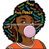 Bubblegum Girl  Words In Hair SVG JPG PNG Vector Clipart Cricut Silhouette Cut Cutting1Words I