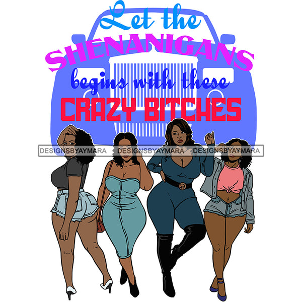 Afro Ladies Getaway Vacation Trip Divas Friends Having Fun Logo Banner SVG JPG PNG Vector Clipart Cricut Silhouette Cut Cutting