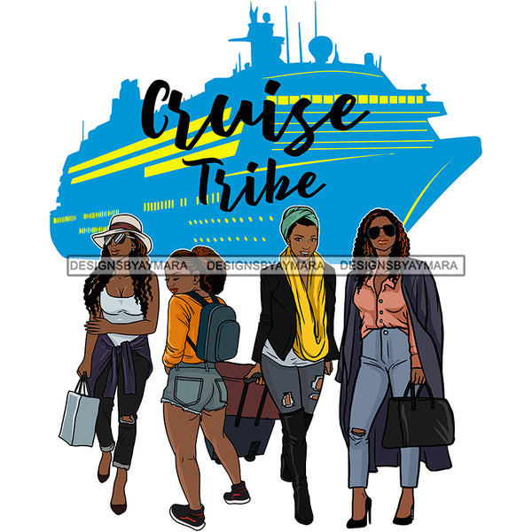 Ladies Getaway Vacation Trip Best Friends Traveling Cruise Ship Logo Banner SVG JPG PNG Vector Clipart Cricut Silhouette Cut Cutting