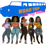 Afro Ladies Getaway Vacation Road Trip Best Friends Divas Logo Banner SVG JPG PNG Vector Clipart Cricut Silhouette Cut Cutting