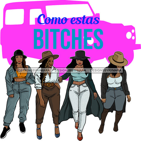 Afro Ladies Getaway Vacation Trip Journey Car Best Friends Divas Logo Banner SVG JPG PNG Vector Clipart Cricut Silhouette Cut Cutting