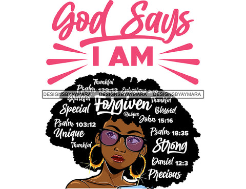 Afro Lola God Says I'M Forgiven Strong Special Unique Black Girl Magic Melanin Popping Hipster Girl SVG JPG PNG Layered Cutting Files For Silhouette Cricut and More