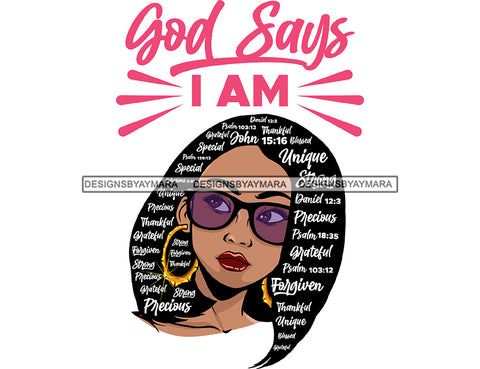 Afro Lola God Says I'M Forgiven Strong Special Unique Black Girl Magic Melanin Popping Hipster Girl SVG JPG PNG Layered Cutting Files For Silhouette Cricut and More