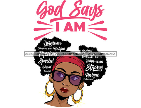 Afro Lola God Says I'M Forgiven Strong Special Unique Black Girl Magic Melanin Popping Hipster Girl SVG JPG PNG Layered Cutting Files For Silhouette Cricut and More