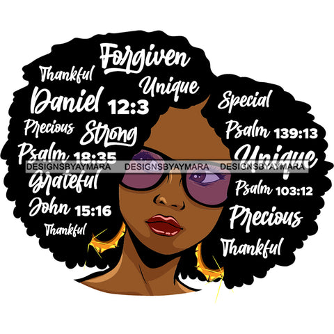 Afro Lola Forgiven Strong Special Unique Black Girl Magic Melanin Popping Hipster Girl SVG JPG PNG Layered Cutting Files For Silhouette Cricut and More