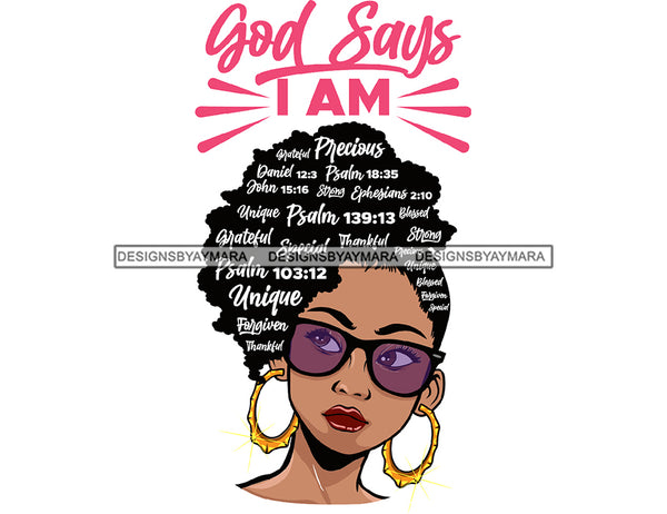 Afro Lola God Says I'M Forgiven Strong Special Unique Black Girl Magic Melanin Popping Hipster Girl SVG JPG PNG Layered Cutting Files For Silhouette Cricut and More