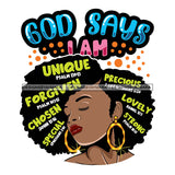 Afro Woman Hair Religious Quotes Bible Verses Jesus Savior Gratitude Illustration SVG JPG PNG Vector Clipart Cricut Silhouette Cut Cutting