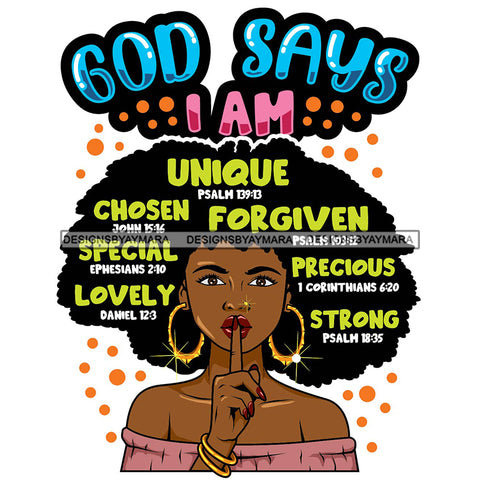 Afro Woman Hair Religious Quotes Bible Verses Prayers Faithful Jesus Illustration SVG JPG PNG Vector Clipart Cricut Silhouette Cut Cutting