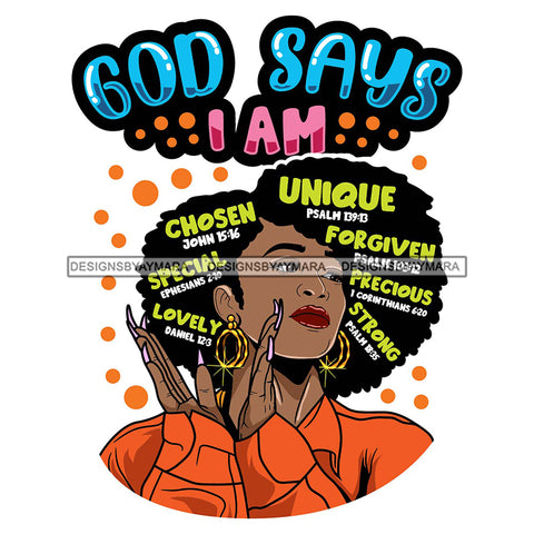 Afro Woman Hair Religious Quotes Bible Verses Prayers Worship Jesus Illustration SVG JPG PNG Vector Clipart Cricut Silhouette Cut Cutting