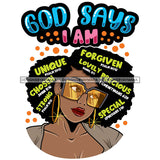 Afro Woman Hair Religious Quotes Bible Verses Faith Jesus Christ Illustration SVG JPG PNG Vector Clipart Cricut Silhouette Cut Cutting