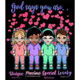 God Says You Are Bible Verses Lovely Toddlers Girls Wearing Onesies Kids SVG JPG PNG Vector Clipart Cricut Silhouette Cut Cutting