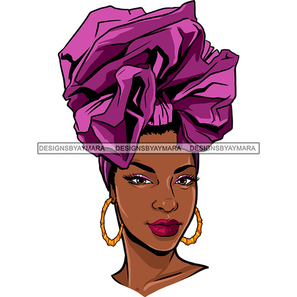 Black Queen With Beautiful Purple Headwrap JPG PNG Clipart Cricut Silh ...