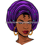 Black Queen With Beautiful Purple Headwrap Turban JPG PNG  Clipart Cricut Silhouette Cut Cutting