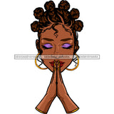 Black Queen In Prayer Praying With Bantu Knots JPG PNG  Clipart Cricut Silhouette Cut Cutting