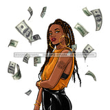 Sassy Diva Tossing Money With Locs Dreads JPG PNG  Clipart Cricut Silhouette Cut Cutting