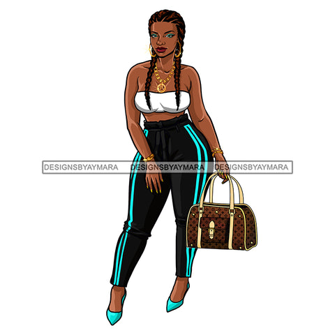 Sassy Diva Holding Bag  Locs Dreads JPG PNG  Clipart Cricut Silhouette Cut Cutting