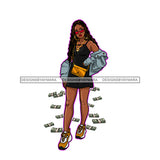 Black Diva Dropping Money In Jean Jacket JPG PNG  Clipart Cricut Silhouette Cut Cutting