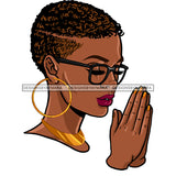 Black Queen With Short Afro Praying JPG PNG  Clipart Cricut Silhouette Cut Cutting