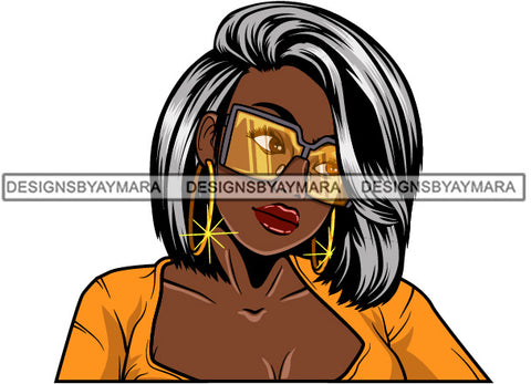 Afro Attractive Lola Sensual Urban Hipster Girl Bamboo Earrings Boss Lady Nubian Queen Melanin SVG Cutting Files For Silhouette Cricut and More