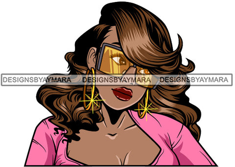 Afro Attractive Lola Sensual Urban Hipster Girl Bamboo Earrings Boss Lady Nubian Queen Melanin SVG Cutting Files For Silhouette Cricut and More