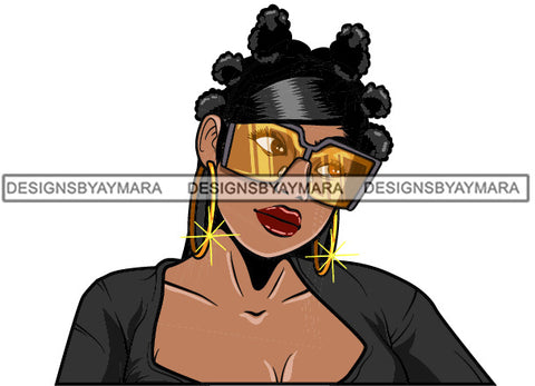 Afro Attractive Lola Sensual Urban Hipster Girl Bamboo Earrings Boss Lady Nubian Queen Melanin SVG Cutting Files For Silhouette Cricut and More