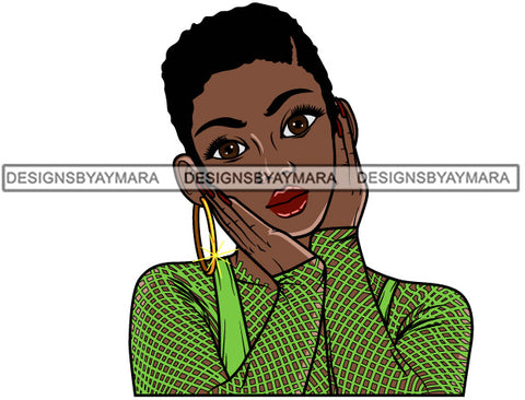 Afro Attractive Cute Lola Adorable Urban Hipster Girl Big Eyes Boss Lady Nubian Queen Melanin SVG Cutting Files For Silhouette Cricut and More