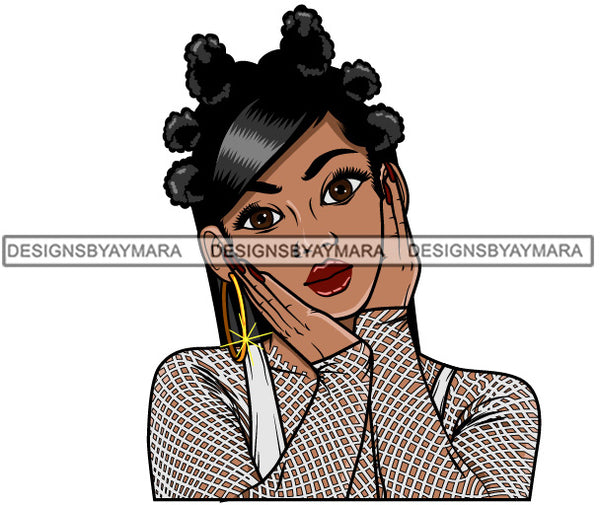 Afro Attractive Cute Lola Adorable Urban Hipster Girl Big Eyes Boss Lady Nubian Queen Melanin SVG Cutting Files For Silhouette Cricut and More