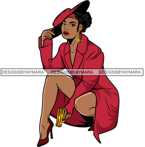 Afro Gangster Lola Boss Lady Flawless Strong Woman Attitude Caring Hand Gun Hipster Nubian Queen Melanin SVG Cutting Files For Silhouette Cricut and More