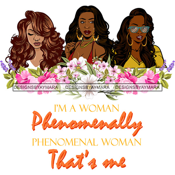 I'm A Woman Phenomenally Phenomenal Woman That's Me Afro Women Together Nubian Melanin Queen Black Girl Magic Layered SVG Cutting Files For Silhouette Cricut and More