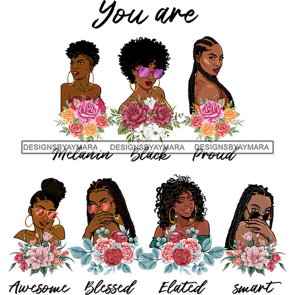 You Are Afro Woman Great Qualities Quotes Women Together Nubian Melanin Queen Black Girl Magic Layered SVG Cutting Files For Silhouette Cricut and More