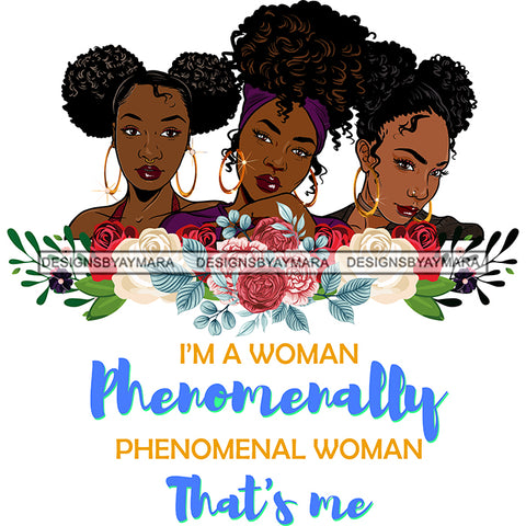 I'm A Woman Phenomenally Phenomenal Woman That's Me Afro Women Together Nubian Melanin Queen Black Girl Magic Layered SVG Cutting Files For Silhouette Cricut and More