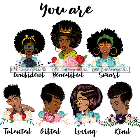 You Are Afro Woman Great Qualities Quotes Women Together Nubian Melanin Queen Black Girl Magic Layered SVG Cutting Files For Silhouette Cricut and More