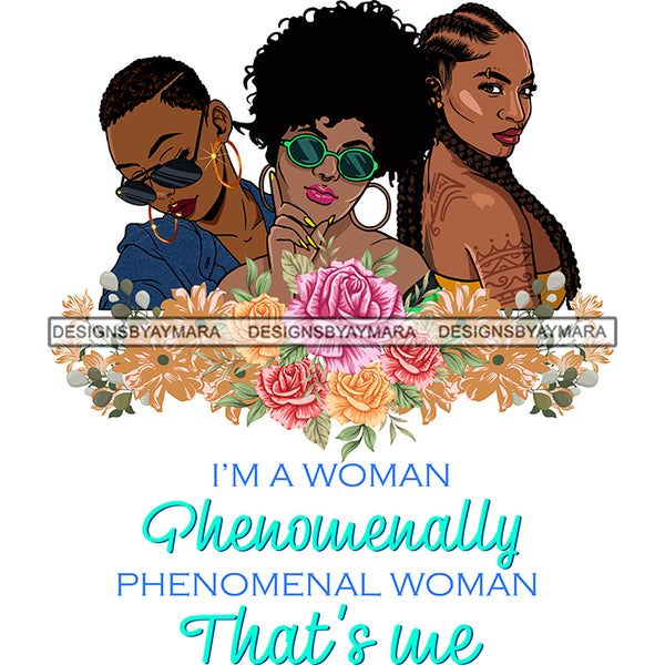 I'm A Woman Phenomenally Phenomenal Woman That's Me Afro Women Together Nubian Melanin Queen Black Girl Magic Layered SVG Cutting Files For Silhouette Cricut and More