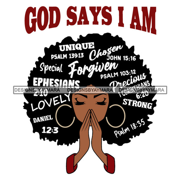 Afro Woman Praying God says I'm SVG Layered Files For Silhouette Cricut And More!