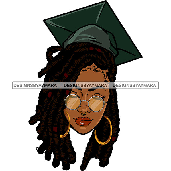 Afro Woman Graduate Wearing Cap Academic Achievement Diploma Graduation Dreadlocks Hairstyle SVG JPG PNG Cutting Files For Silhouette Cricut More