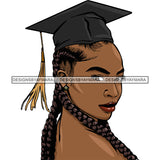 Afro Woman Graduate Side View Wearing Cap Academic Achievement Graduation Long Braids Hairstyle SVG JPG PNG Cutting Files For Silhouette Cricut More