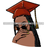 Afro Woman Graduate Wearing Cap Sunglasses Achievement Graduation Long Dreadlocks Hairstyle SVG JPG PNG Cutting Files For Silhouette Cricut More