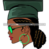 Afro Woman Graduate Wearing Cap Side View Academic Achievement Graduation Locks Bun Hairstyle SVG JPG PNG Cutting Files For Silhouette Cricut More