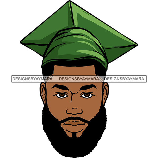 Afro Man Graduate Wearing Cap Beard Achievement Diploma Success Certificate College SVG JPG PNG Cutting Files For Silhouette Cricut More