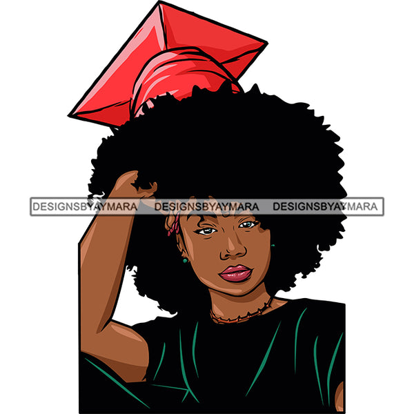 Afro Woman Graduate Wearing Cap Academic Achievement Diploma Graduation Puffy Afro Hairstyle  SVG JPG PNG Cutting Files For Silhouette Cricut More