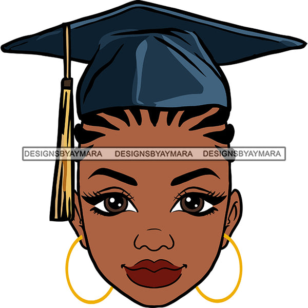 Afro Woman Graduate Wearing Cap Academic Achievement Diploma Graduation Cornrows Hairstyle SVG JPG PNG Cutting Files For Silhouette Cricut More